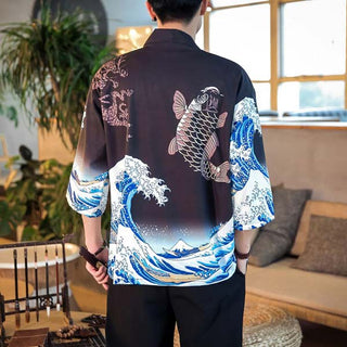 Veste Kimono Mythique Carpe Koï & Vague