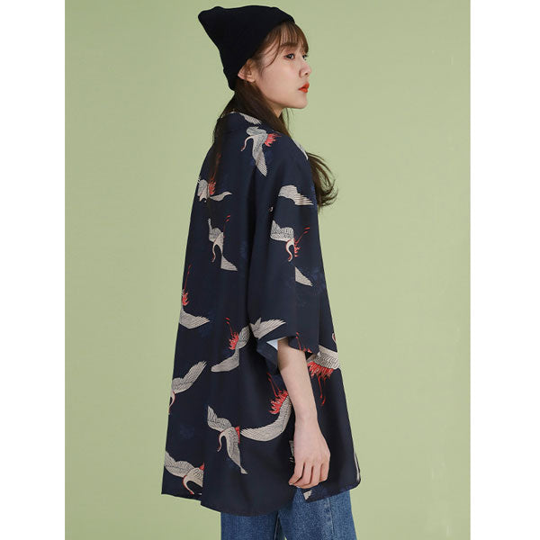 Chemise longue style kimono grues japonaises-4.jpg