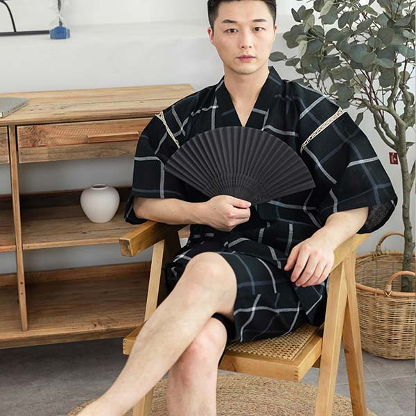 Jinbei japonais à carreaux noir-2.jpg