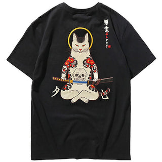T-shirt japonais chat samouraï maudit