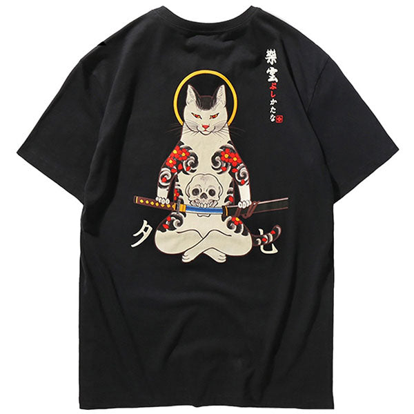 T-shirt japonais chat samouraï maudit