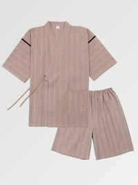 Jimbei traditionnel japonais rayé pêche-0.jpg