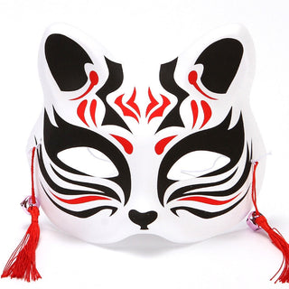 Masque japonais Kitsune noir et rouge