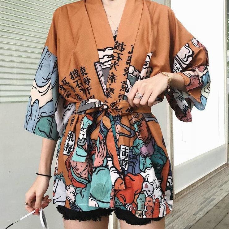 Veste Kimono Noir Estampe Démon-4.jpg