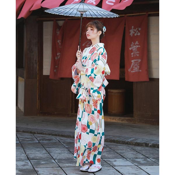 Kimono japonais à carreaux fleuris-4.jpg