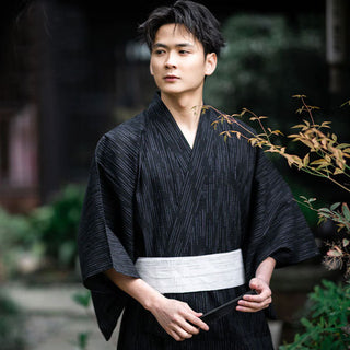 Kimono Homme Noir Strié