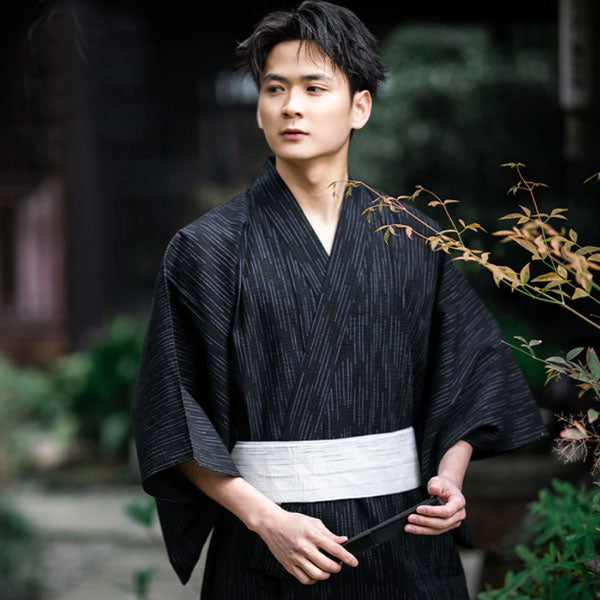 Kimono Homme Noir Strié