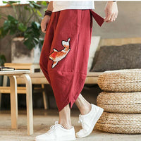 Pantalon japonais pour homme carpe koï brodé-6.jpg
