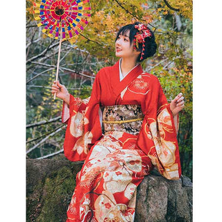 Kimono long motifs traditionnels femme