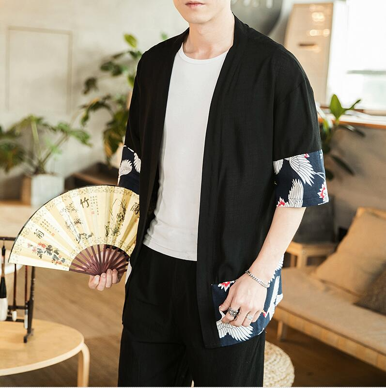 Veste Kimono Homme Japonais Grue
