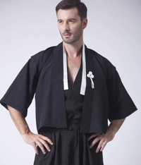 Yukata Homme Noir Motif Eventail