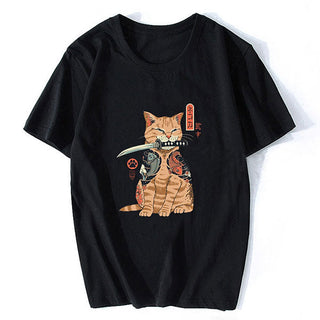T-shirt japonais chat samouraï