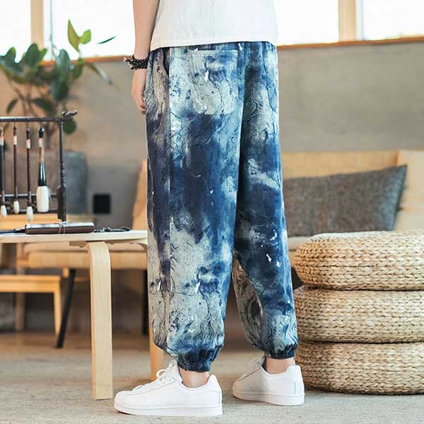 Pantalon japonais pour homme style Tie & dye bleu-3.jpg