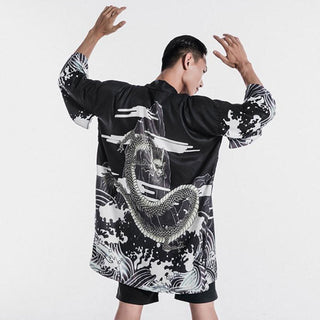 Veste Kimono Homme Dragon Black & White