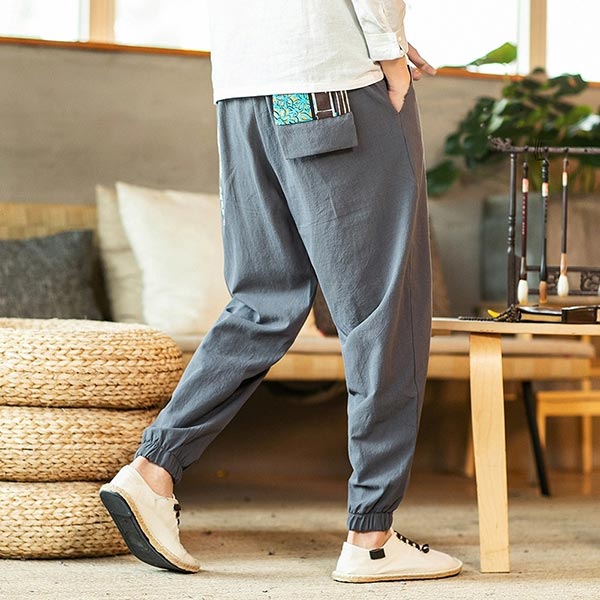 Pantalon style japonais motif grues japonaises-5.jpg