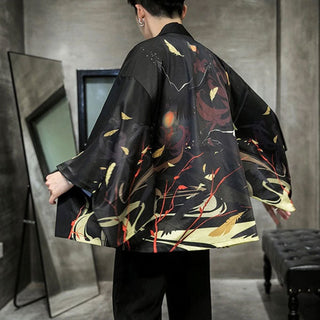 Veste Kimono Homme Motifs Plumes