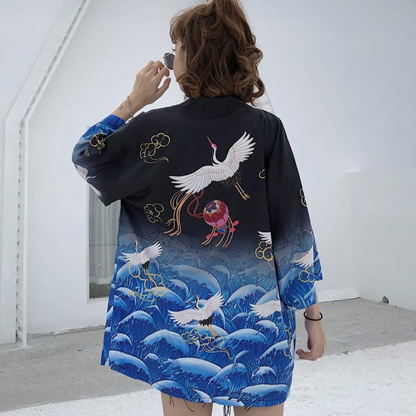 Veste Haori japonais motif grues sur l'océan-1.jpg