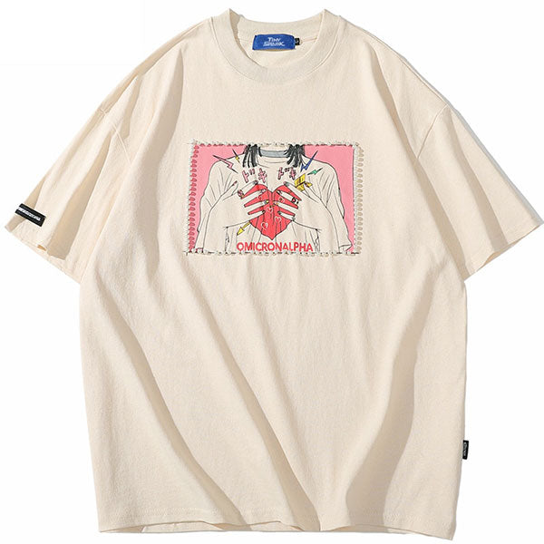 T-shirt cœur japonais manga