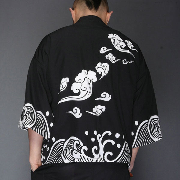 Veste Kimono Homme Simple Illustrée