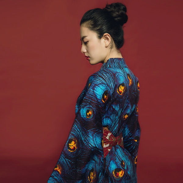 Kimono japonais femme imprimé paon-5.jpg