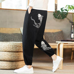 Pantalon style japonais motif carpe koï-0.jpg