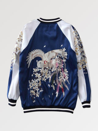 Sukajan japonais bleu motif floral