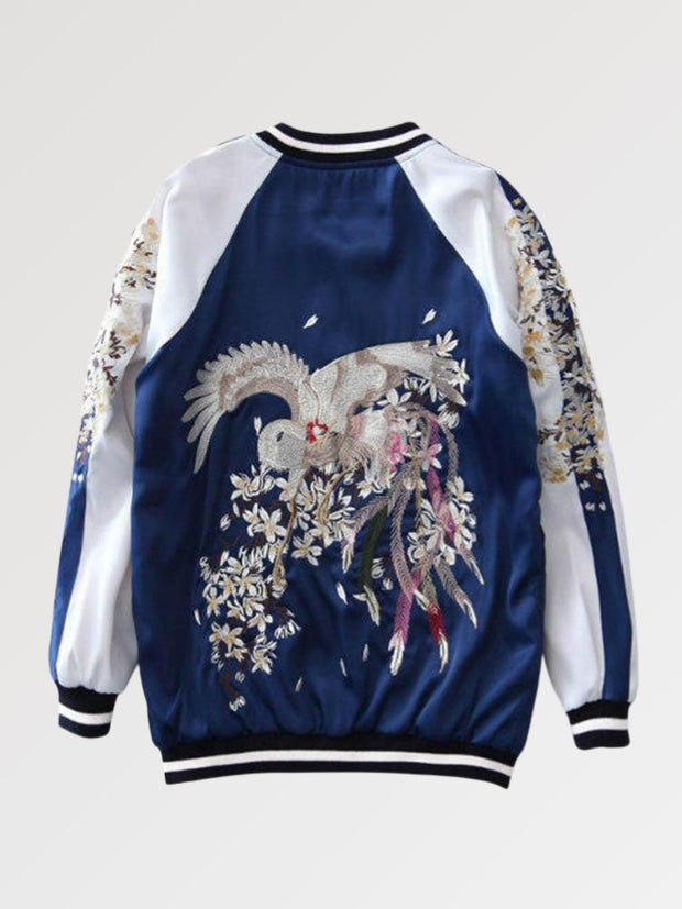 Sukajan japonais bleu motif floral