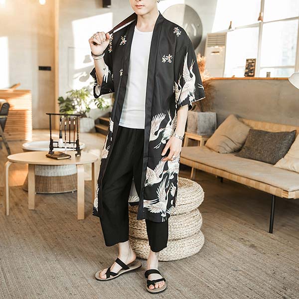 Veste Kimono Longue Motifs Grues-2.jpg