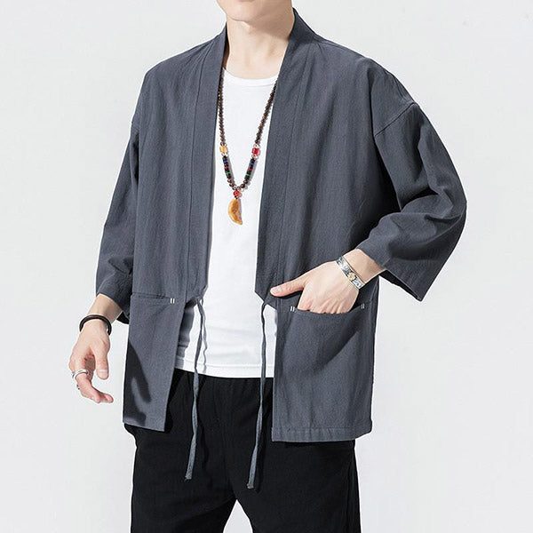 Veste Haori Unie Col Montant