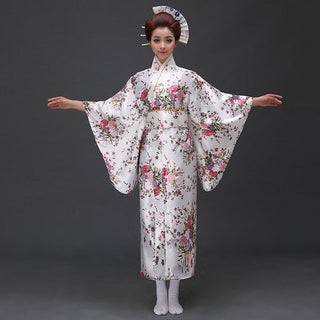 Kimono japonais floral blanc