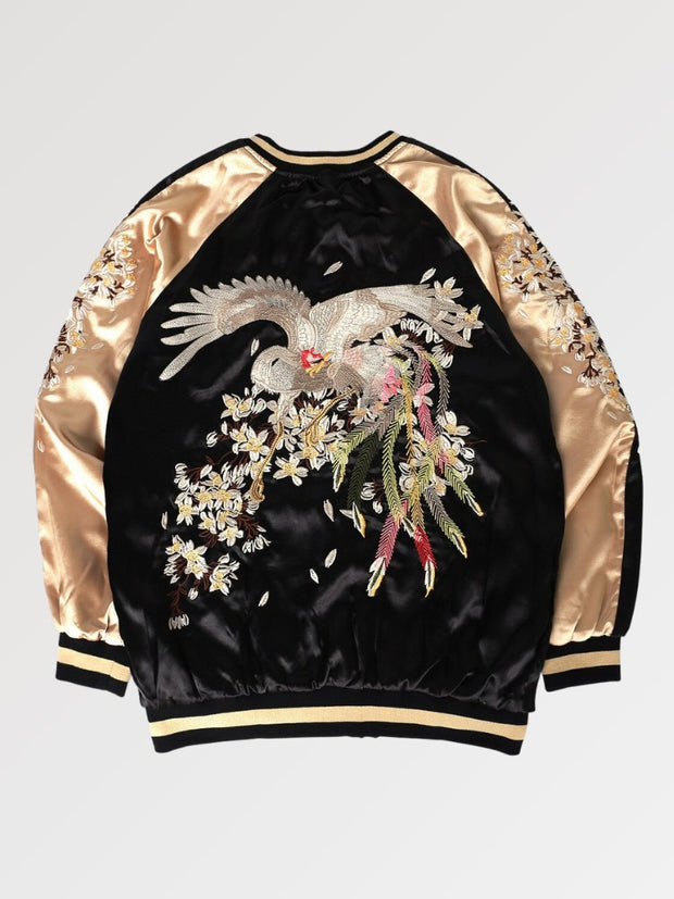 Bomber Sukajan bicolore doré broderie japonaise