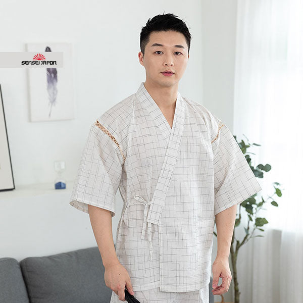 Jinbei japonais à carreaux blancs-2.jpg