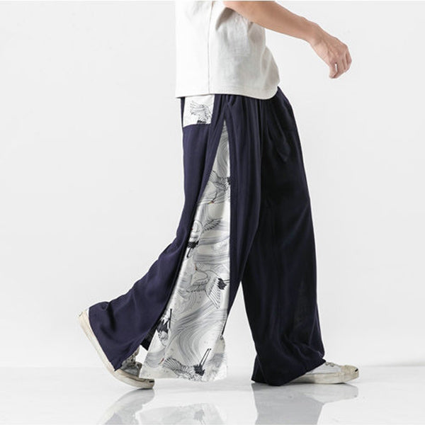 Pantalon très large motif grues japonaises-5.jpg