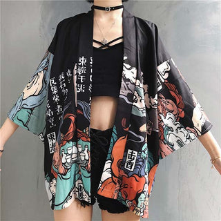 Kimono court motif Yokai japonais
