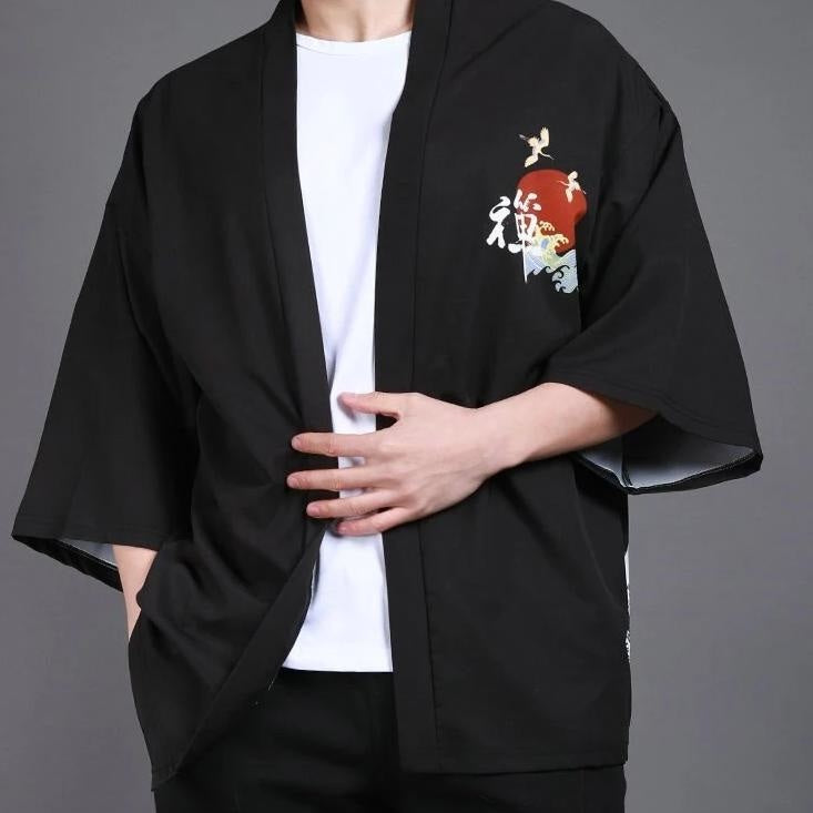 Veste Kimono Noire Soleil Rouge & Vagues-4.jpg