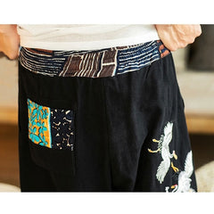 Pantalon style japonais motif grues japonaises-2.jpg