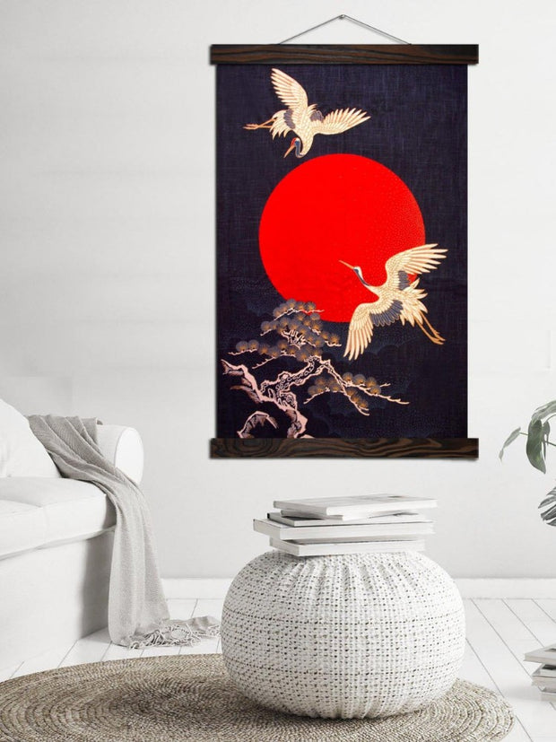 Tableau estampe japonaise envol de grues-2.jpg