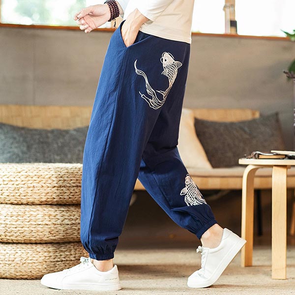 Pantalon style japonais motif carpe koï-8.jpg