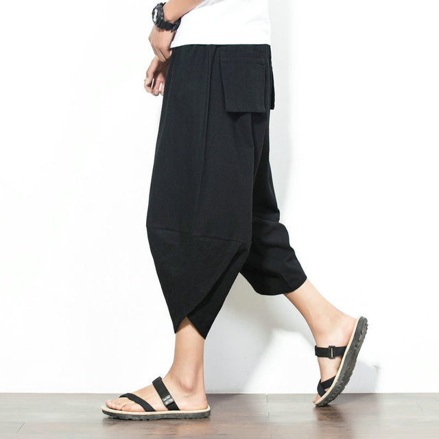 Pantalon japonais traditionnel uni noir-0.jpg