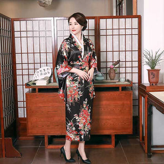 Kimono japonais satiné noir
