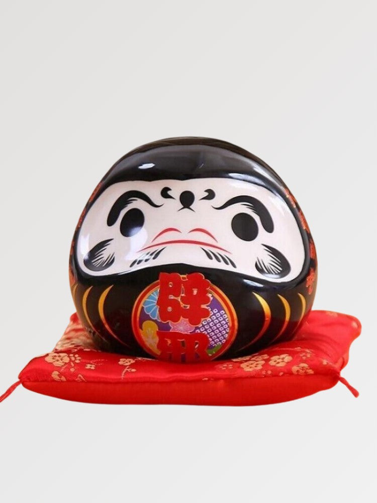 Tirelire Daruma en céramique noir