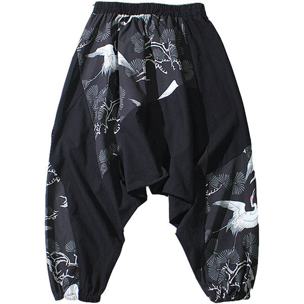 Pantalon style sarouel imprimé grues japonaises-5.jpg