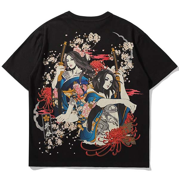 T-shirt imprimé guerrières japonaises