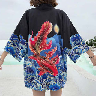 Kimono court grande carpe de Kanagawa