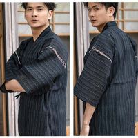 Jimbei japonais pour homme noir à rayures-3.jpg