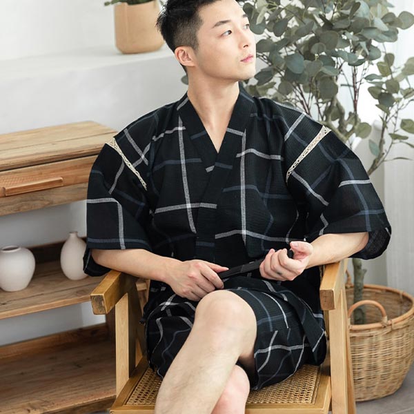 Jinbei japonais à carreaux noir-1.jpg