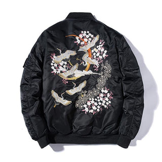 Blouson Sukajan motif grues japonaises