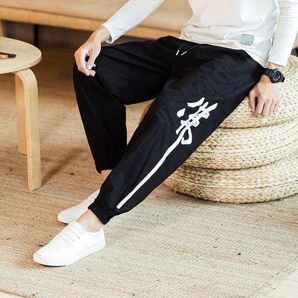 Pantalon streetwear motif japonais