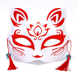 Masque Kitsune lotus rouge