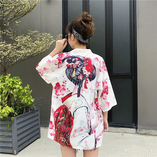 Veste Kimono Geisha Rose & Sakura
